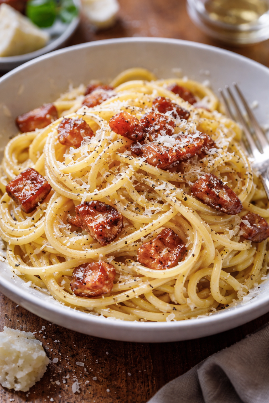 Spaghetti carbonara met guanciale en Pecorino