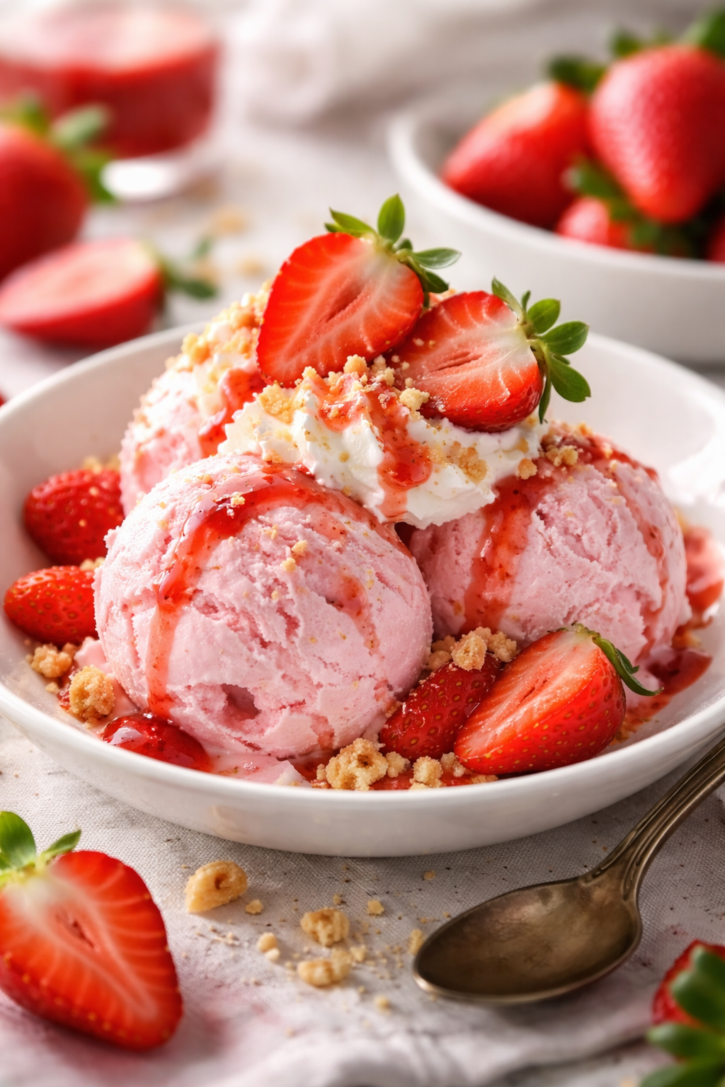 Aardbeien ijs dessert
