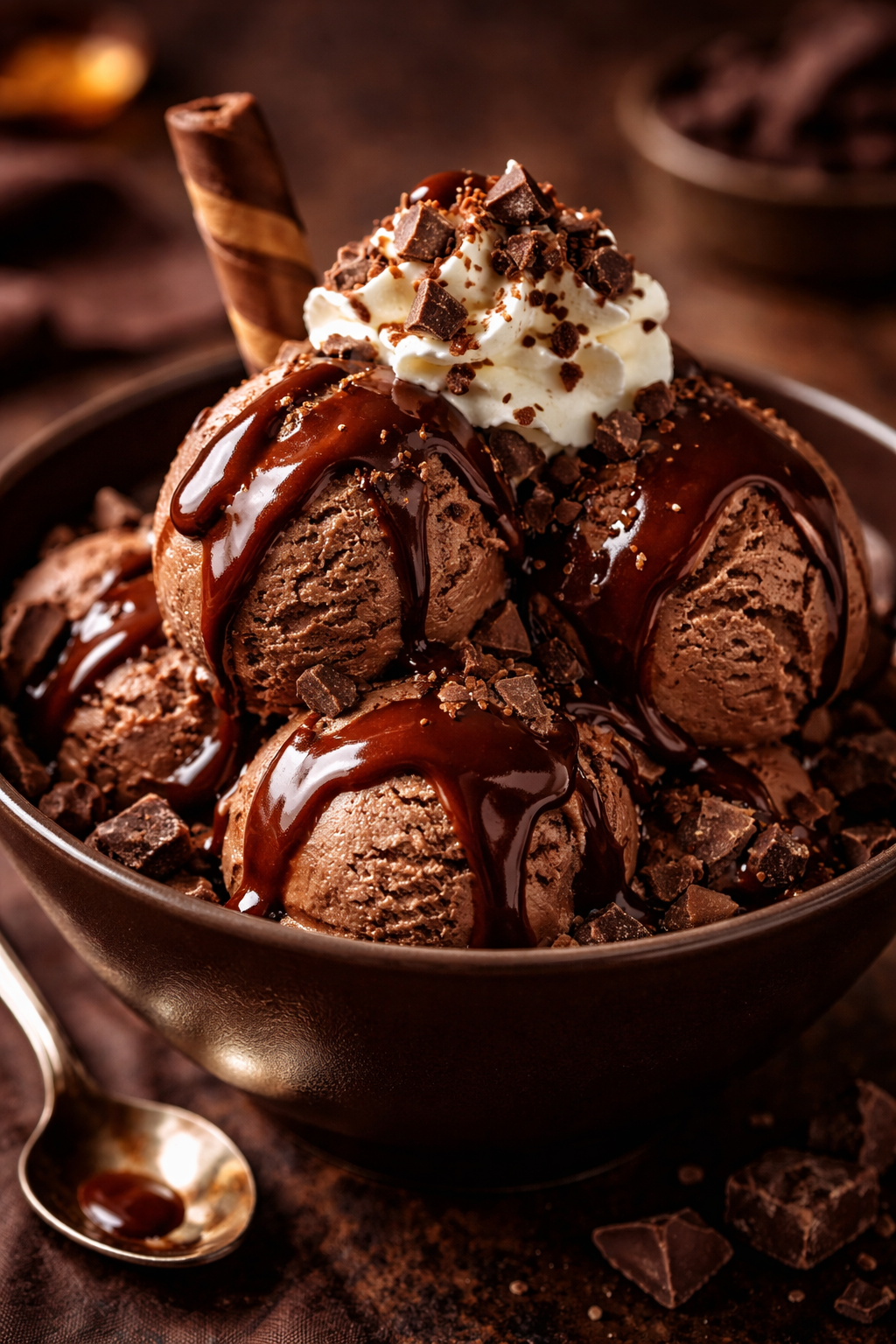 Chocolade ijs dessert met saus