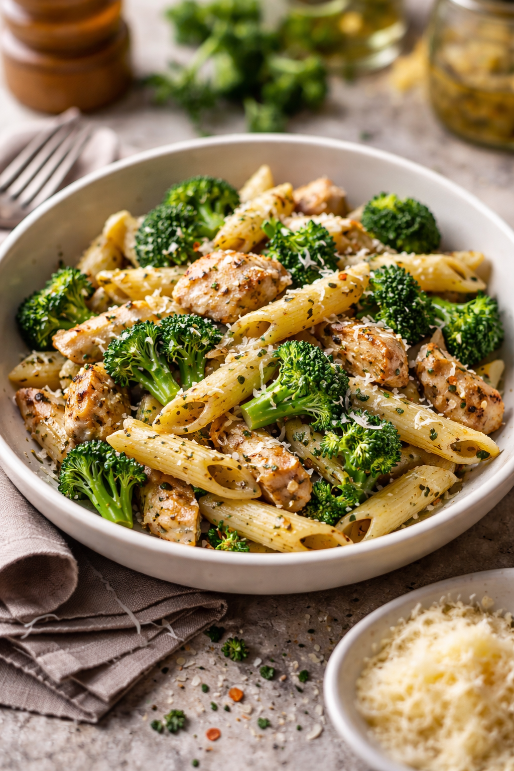 Pasta met broccoli en kip