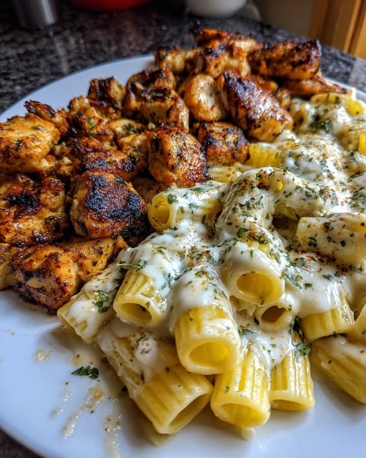 Romige Knoflook Kruidkip Rigatoni