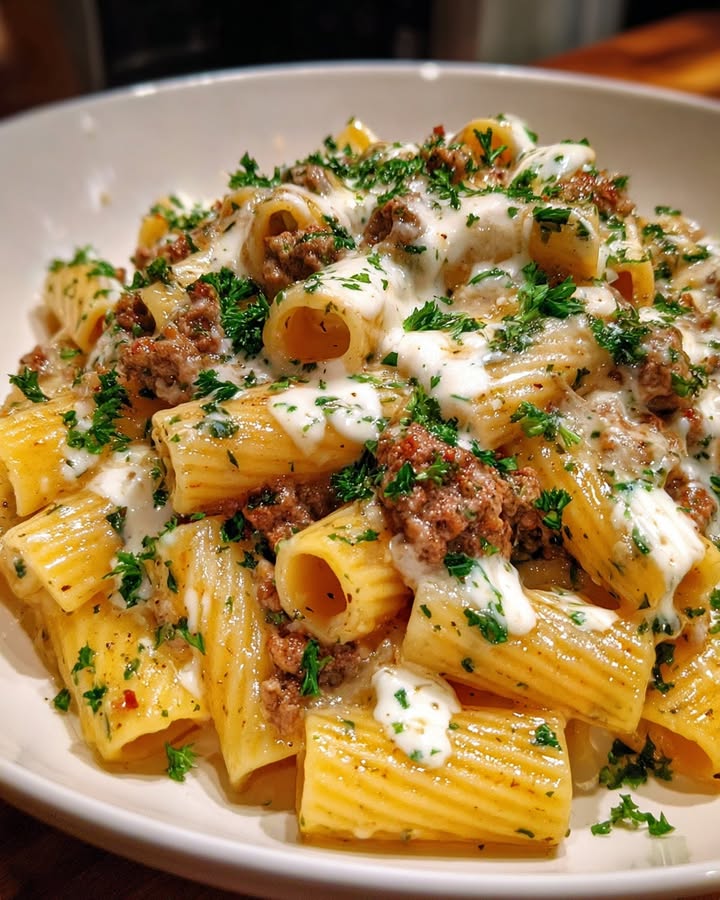 Romige Knoflookboter Rigatoni