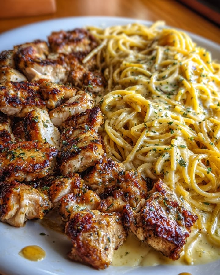 Romige Knoflookkip Spaghetti