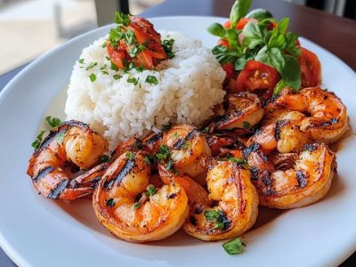 Heerlijk Snel Diner: Gegrilde Garnalen met Rijst en Salade